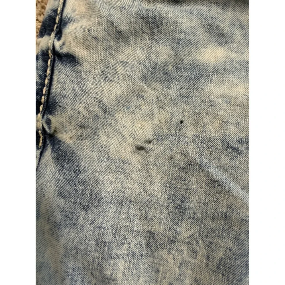 Axe & Crown Mens Slim Fit Acid Wash Blue Denim Jeans 40x32 Embroidered Pockets
